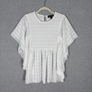 Mac Me Top Small‎ Smocked Gauze Flowy Textured Tiered Coquette Feminine Festival